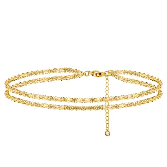 ASCOMY Ankle Bracelets for Women 14K Gold/Silver Plated Anklets for Women Waterproof Layered Cute Beads Dot Shining Twist Rope Chain Pearl Bar Link Heart Anklets Summer Beach Foot Chain Jewelry Gifts - style: Sparkling Twist Rope-GD