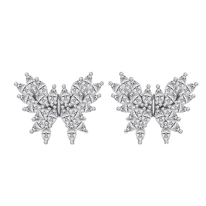 Moissanite Stud Earrings for Women, DF/VVS Clarity, Sterling Silver with 18K White Gold Plated - style: 3.15 Carat Butterfly