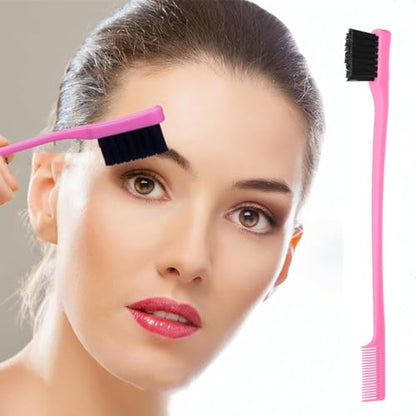 6PCS Hair Styling Tools Kit, Boar Bristle Wooden Brush, Rat Tail Metal Pin Parting Comb Edge Control Brush,Bristle Teasing Hair Brush Topsy Tail Loop Tools for Women Braiding & Edge Styling - color: pink