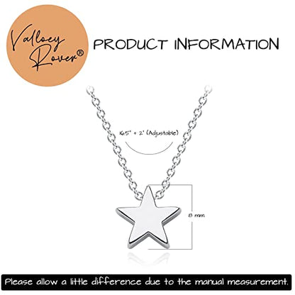 Valloey Rover Gold Necklaces for Women | Dainty 14K Gold/Sterling Silver Plated Cubic Zirconia Star Moon Pendant Necklaces Twist Rope Chain Simple Jewelry for Women - style: Silver-Star
