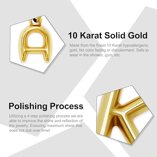 Gold Puffed Initial Letter Charm - 10 Karat Gold - 3D Bubble Letter Pendant - style: Letter a