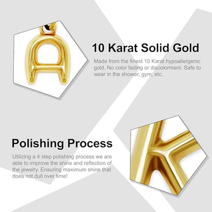 Gold Puffed Initial Letter Charm - 10 Karat Gold - 3D Bubble Letter Pendant - style: Letter a