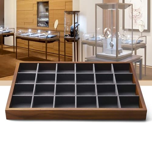 Oirlv Solid Wood Jewelry Tray,Jewelry Drawer Organizer,24 Grid(Grey) | Stackable Design,for Jewelry Necklaces Earrings and Rings,Organizing and Presentinge Legantly on Dressers&in Dresser - color: Grey 24 grid tray