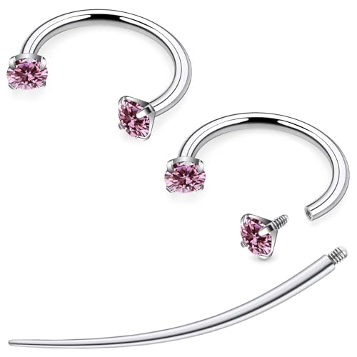 F136 Titanium 20/18/16/14g Horseshoe Nose Septum Lip Ear Rings Piercings 8/10/12mm Cartilage Helix Daith Earrings Jewelry for Women Men - color: Pink, size: 16g*1/2in(12mm)