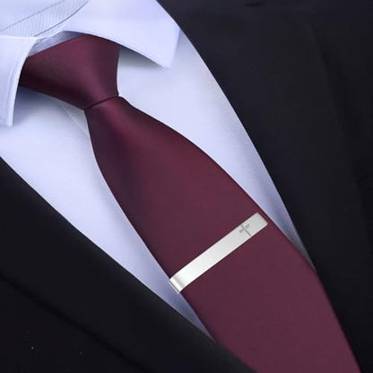 GWD Stainless Steel Tie Clips for Men Classic Tie Bar Clip Set | Ideal Gift for Father, Husband, Boyfriend, Business, Wedding, Tie clip With Gift Box - style: Cross
