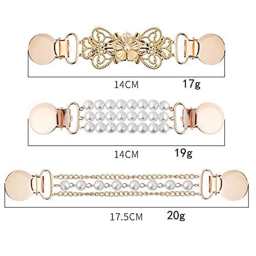 3pcs women's Pearl Sweater Clip dress fixed brooch Ladies anti-glare collar connection buckle Pearl clothes jewelry