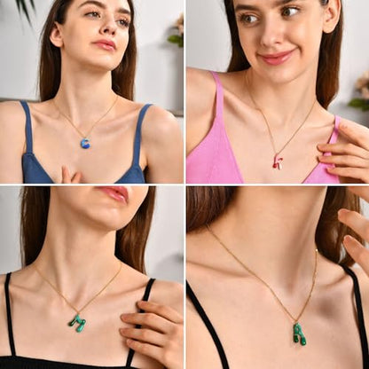 Kainier Bubble Letter Initial Necklace for Women, Colorful Balloon Alphabet Name Pendant Dainty Cute 14K Gold Plated Necklaces Jewelry Gifts… - color: Colourful, style: W