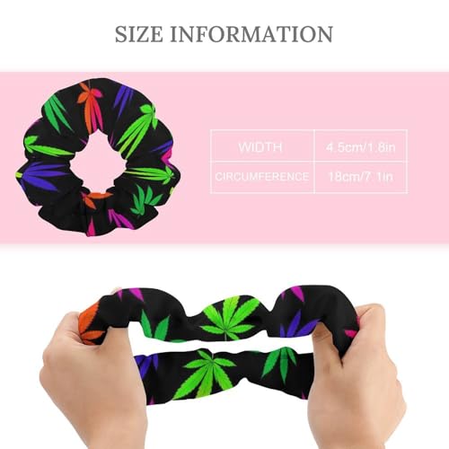 Coil Hair Ties for Thick Hair Trippy Neon Weedleaf Leaves, Strong Hold Spiral Scrunchies, No-Crease Ponytail Holder for Women with Long or Thick Hair - color: Style (860)
