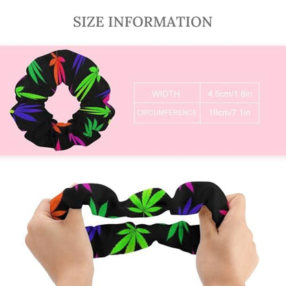 Coil Hair Ties for Thick Hair Trippy Neon Weedleaf Leaves, Strong Hold Spiral Scrunchies, No-Crease Ponytail Holder for Women with Long or Thick Hair - color: Style (860)