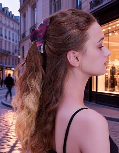 2 Pack Acetate Hair Claw Clips for Women 4 Inch Large Claw Hair Clips for Thin to Thick Hair - color: Black+Burgundy