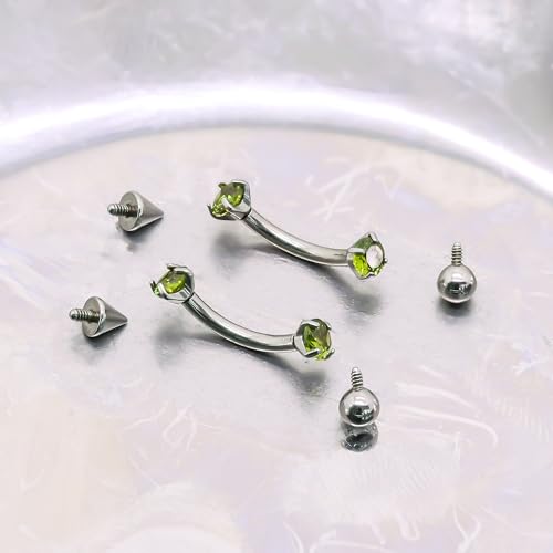 16G Eyebrow Piercing Jewelry Surgical Steel Internal Thread Curved Barbell Tiny Eyebrow Ring Vertical Labret Lip Jewelry Ear Rook Small Christmas Belly Button Ring for Women Men - color: green
