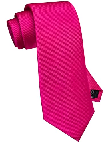 GUSLESON Classic New 3.15"（8cm） Men's Solid Color Necktie Wedding Business Tie + Gift Box - color: Hot Pink -a
