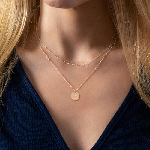 HANLI 14K Gold Plated Necklaces for Women - Dainty Butterfly, Star of David, Moon and Star, Sun, Lotus, Infinity, Hummingbird, Bee,Boots,Chill,Sunflower Pendant Designs - Elegant Jewelry for Women - color: Disk Sun
