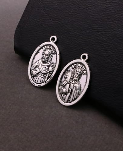 Saint Therese of Lisieux/Saint Mother Teresa of Calcutta/Divine Mercy Jesus/Mater Dolorosa Patron Saint Medal Charm Pendant for DIY Rosary Necklace Bracelet Jewelry Making Part - color: 30pcs-St.Peter