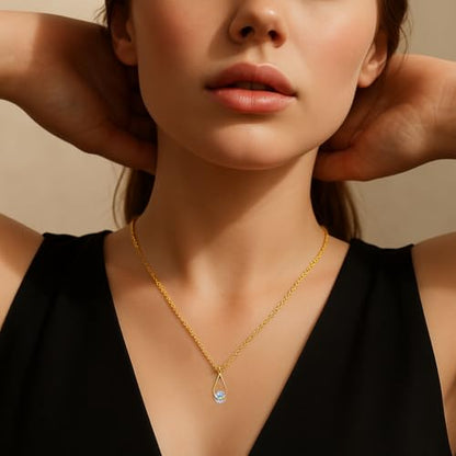 Layered Necklaces for Women - 14K Dainty Gold Plated Layering Chokers Necklaces Set Multilayer Delicate Necklace Trendy Adjustable Long Layered Necklaces for Women - style: 46 Zircon Teardrop Neckalce