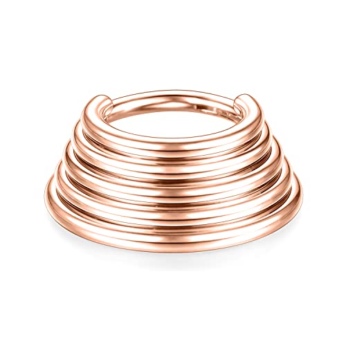 FUNLMO 18G 16G Septum Jewelry Triple Stacked Septum Nose Ring Surgical Steel Daith Conch Helix Cartilage Lobe Piercing Jewelry - color: Style 2: Rose gold-5 tier stack