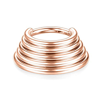 FUNLMO 18G 16G Septum Jewelry Triple Stacked Septum Nose Ring Surgical Steel Daith Conch Helix Cartilage Lobe Piercing Jewelry - color: Style 2: Rose gold-5 tier stack