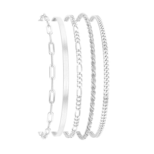 NECOCY Gold Bracelets Sets for Women Waterproof | Non Tarnish Gold Plated Cuban Paperclip Link Chain Stackable，Trendy Jewelry Accessories Gifts for Women - style: 6Pcs BRACELET SET-02