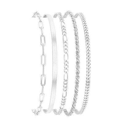 NECOCY Gold Bracelets Sets for Women Waterproof | Non Tarnish Gold Plated Cuban Paperclip Link Chain Stackable，Trendy Jewelry Accessories Gifts for Women - style: 6Pcs BRACELET SET-02