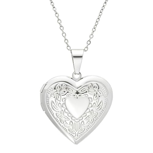 Paialco Heart Shaped Locket Pendant Necklace for Women - color: Silver-Heart
