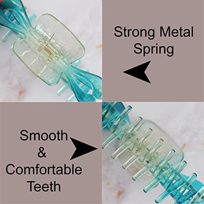 Women's Jumbo Jaw Clip Extra Large Marbelized Hair Claw (Glitter Turquoise) - color: Glitter Turquoise