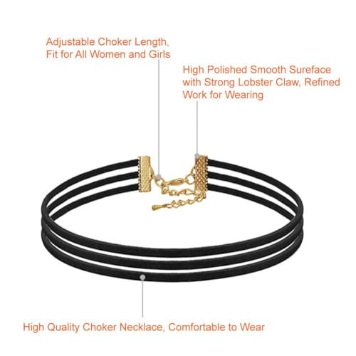 Black Choker Necklaces for Women, 10PCS | Black Lace, Adjustable, Classic Gothic Tattoo Style
