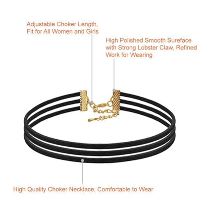 Black Choker Necklaces for Women, 10PCS | Black Lace, Adjustable, Classic Gothic Tattoo Style