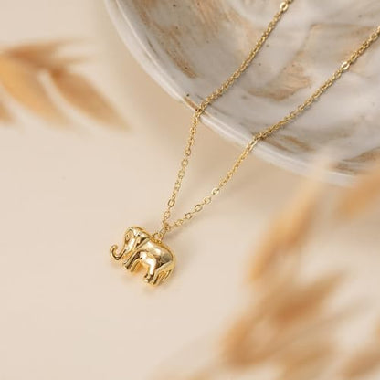 LLWOM Gold Necklace for Women-14k Gold Plated Infinity Necklace Star Of David Necklace Evil Eye Cross Pendants Heart Dainty Gold Necklace For Women - color: Gold-Elephant