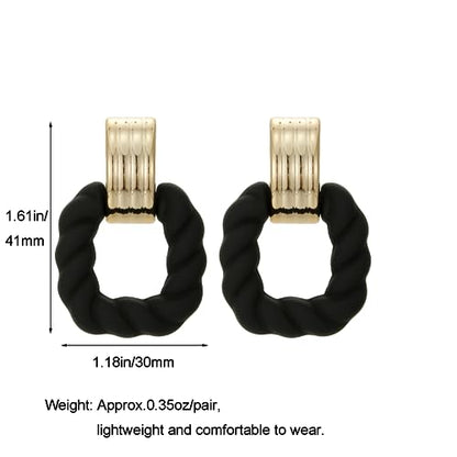 RUOFFETA Rectangle Earrings for Women, Acrylic Square Earrings Twisted Geometric Statement Jewelry - color: Black Gold