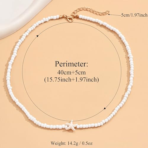 Nackiy Shell Necklace for Women, Handmade Summer Beach Jewelry Gift | Natural Sea Shell Necklace, Adjustable Collar Fit, Coastal Beach Style, Shell Starfish Charms, Lightweight Summer Jewelry - color: Beige 3
