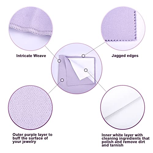 SEVENWELL Silver Polishing Cloth, 2PCS Large Jewelry Cleaning Cloths | Dual-Layer Cleaning, Large 10" × 12", Reusable, Removes Tarnish, Restores Shine, For Sterling Silver, Gold & Platinum - color: Purple
