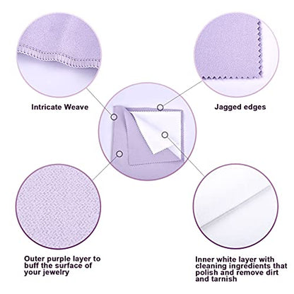 SEVENWELL Silver Polishing Cloth, 2PCS Large Jewelry Cleaning Cloths | Dual-Layer Cleaning, Large 10" × 12", Reusable, Removes Tarnish, Restores Shine, For Sterling Silver, Gold & Platinum - color: Purple