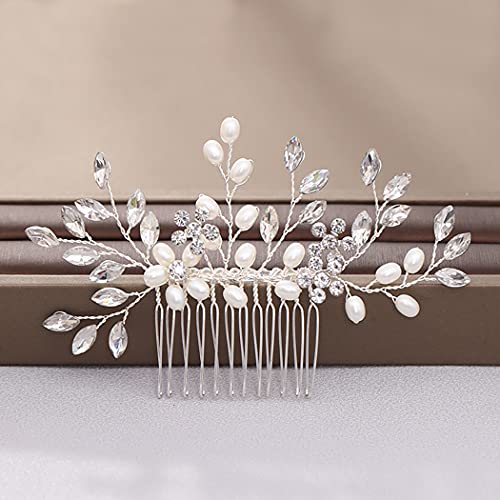 Wedding Hair Comb Pearl Bride Headpieces Rhinestone Bridal Hair Jewelry Side Hair Accessories for Bridesmaids and Brides