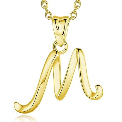 EUDORA Sterling Silver Initial Necklaces for Women, Classic 26 Letter Neckless Gifts for Girls, Sister, Mother Daughter, 18 inch Chain - style: M-Gold
