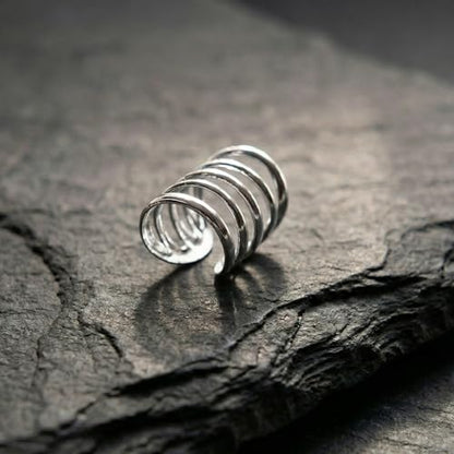 925 Sterling Silver Ear Cuff, Handmade Single Band Adjustable Non Piercing Clip On Cartilage Earring, Minimalist Ear Wrap Faux Piercing Jewelry for Women - style: Multi Band