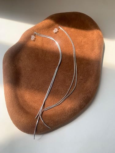 Tassel Earrings for Women Gold Plated Silver Chain Earrings Dainty Minimalist Dangle Drop Studs - color: D-Silver with Two Chains