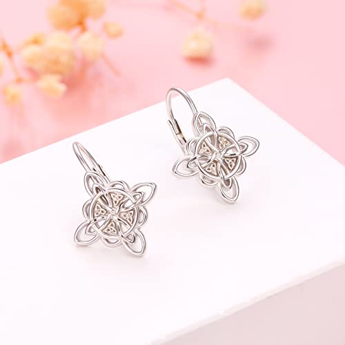 S925 Sterling Silver Celtic Knot Earrings for Women Irish Good Luck Drop Dangle Hook Earrings - style: Drop Leverback - Witch's Knot