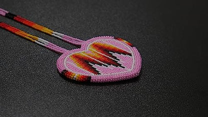 Handmade Native American Style Tribal ethnic Seed Bead Beaded Layered Medallion Necklace - color: Baby Pink