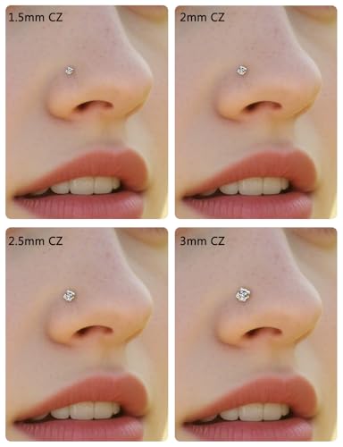 18G 20G 14K Gold Filled Nose Rings Studs Piercing Jewelry For Women Men 316L Surgical Steel Round Square Cubic Zirconia Nose Rings Studs Nostrial Piercing Jewelry CZ 1.5mm 2mm 2.5mm 3mm - color: 14K Gold Plated, size: 18 Gauge-Screw-Square CZ
