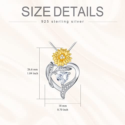 TOUPOP Birth Flower Necklace 925 Sterling Silver Heart Birthstone Pendant Necklaces Birth Month Floral Jewelry Birthday Valentines Day Mothers Day Gifts for Women Wife Mom - style: 4-April-Daisy