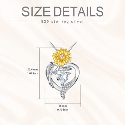 TOUPOP Birth Flower Necklace 925 Sterling Silver Heart Birthstone Pendant Necklaces Birth Month Floral Jewelry Birthday Valentines Day Mothers Day Gifts for Women Wife Mom - style: 4-April-Daisy