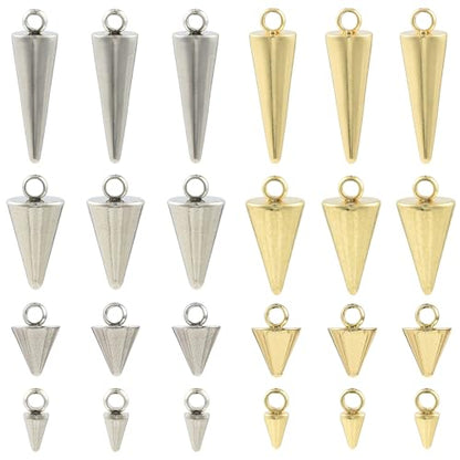 8-64Pcs Silver Goldern Color Heart Pendants Charms 10 Styles Heart Stainless Steel Metal Charms for Jewelry Making Crafting Necklaces Bracelets Earrings Keychains Birthday Gift - color: ConeC-40 pcs
