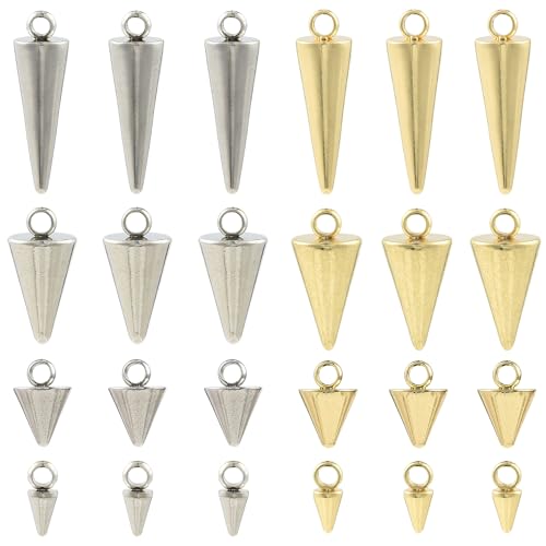 8-64Pcs Silver Goldern Color Heart Pendants Charms 10 Styles Heart Stainless Steel Metal Charms for Jewelry Making Crafting Necklaces Bracelets Earrings Keychains Birthday Gift - color: ConeC-40 pcs