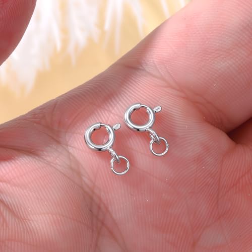 925 Sterling Silver Lobster Clasp for DIY Necklace Bracelet Jewelry Making, Double Spring Clasp with Closed Jump Rings, Necklace Extender Clasp Connector Bracelet Extension (Style 2) - style: Style 2