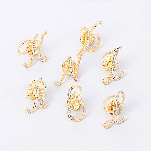 Initial Letter Brooch Pin Small Lapel Pin Tie Tack Name Personalized Gifts for Women Men Gold A-Z - style: E