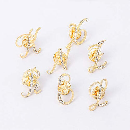Initial Letter Brooch Pin Small Lapel Pin Tie Tack Name Personalized Gifts for Women Men Gold A-Z - style: E