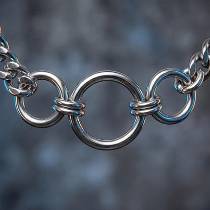 Punk O-Ring Choker Necklace for Women Men Non tarnish Chunky Stainless Steel Cuban Link Chain Collar Necklace Adjustable Goth Statement Jewelry Accessories - color: silver 3 rings