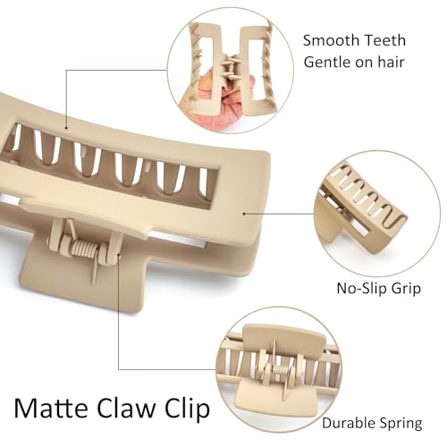 8Pack Hair Clips and Scrunchies Set - 4 Medium Claw Clips for Women, Non-Slip Matte Hair Claws, 4 Large Satin Scrunchies, Hair Accessories Set for Thick Thin Hair, Daily Use(Apricot) - color: Apricot