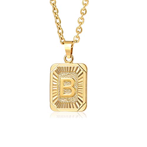 Glimmerst Initial Pendant Necklace 18K Gold Plated Stainless Steel Letter Necklace Personalizd Name Necklace for Women - style: Gold B