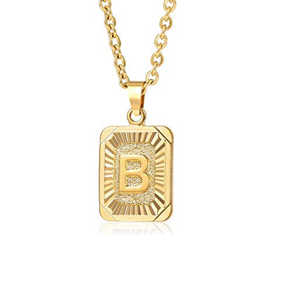 Glimmerst Initial Pendant Necklace 18K Gold Plated Stainless Steel Letter Necklace Personalizd Name Necklace for Women - style: Gold B